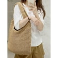 thumbnail image 5 of Women's Crochet Straw Bag Knit Tote Bag Shoulder Handbags Shopping Bags, 5 of 5