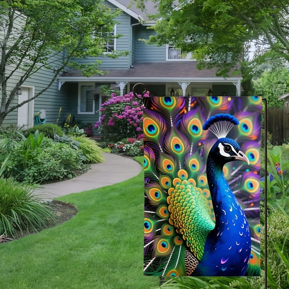 Spring Summer Garden Flag Double Sided Peacock Full Glory Welcome Yard House Outside Outdoor Decoration,12*18 inch