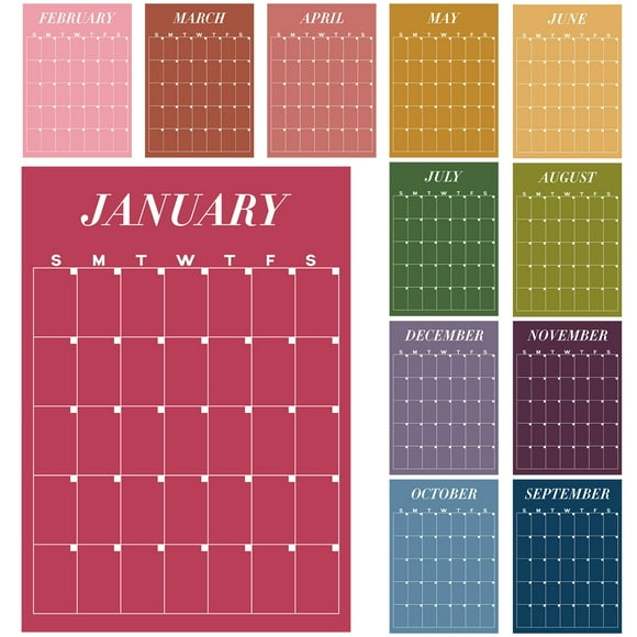 Calendario de pared Fullhawl de 12 x 16 pulgadas, borrado en seco, reutilizable durante 12 meses
