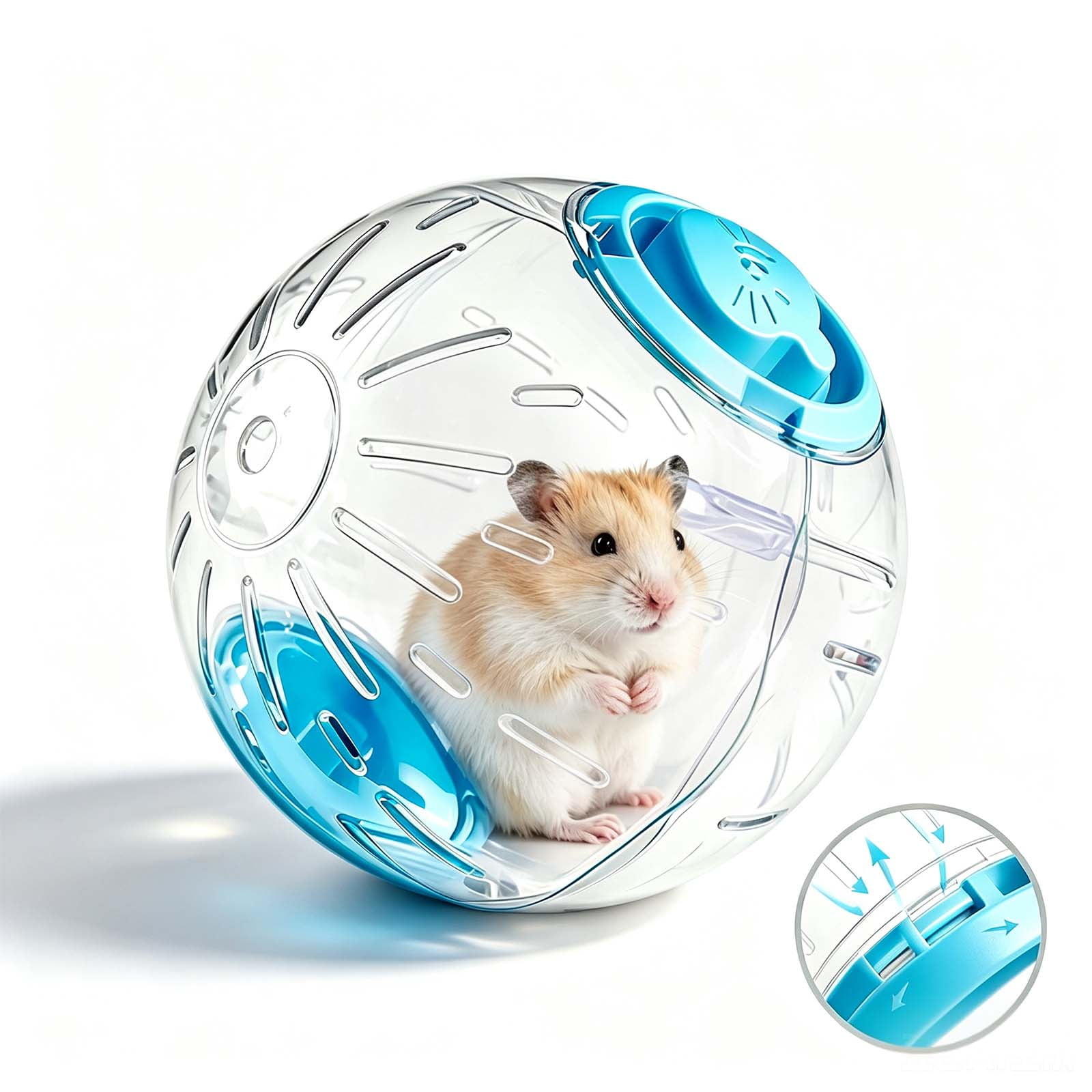 Hamster Ball, 7" Clear Hamster Exercise Ball, Running Wheel, Breathable, Large Space, Easy to Clean, Cage Accessories, Small Animal Exercise Toys for Dwarf Hamsters _ Blue