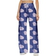 thumbnail image 3 of QAFOPEH Women Leaves Print Tie Waist Wide-Leg Casual Pants, 3 of 4