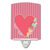 Caroline's Treasures BB8771CNL Heart and Flowers Ceramic Night Light, 6x4x3", multicolor