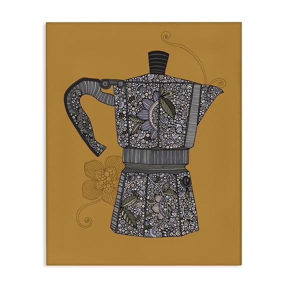 Stupell Industries Moka Pot Coffee Maker Food & Beverage Painting Gallery Wrapped Canvas Art Print Wall Art, 24 x 30
