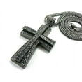 thumbnail image 2 of Paved Hematite Tone Cross Pendant w/ 4mm 36" Franco Chain MP667HE, 2 of 2