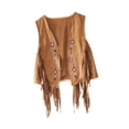 thumbnail image 3 of Chaleco hippie de los años 60 y 70. Chaqueta hippie de gamuza con flecos de los años 70 para casa, caminar, fiestas y viajes. Marrón, 3 of 8