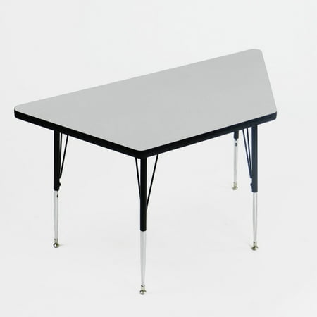 Correll Melamine Walnut - Correll EconoLine Melamine Top Standard Leg Adjustable Height Activity Table - Trapezoid - 30x60 in.