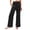 Black, variant on Women's Linen Blend Wide Leg Pants Smocked Waist Split Hem Trousers Women's Loose Fit Ankle Tied Drawstring Casual Pants