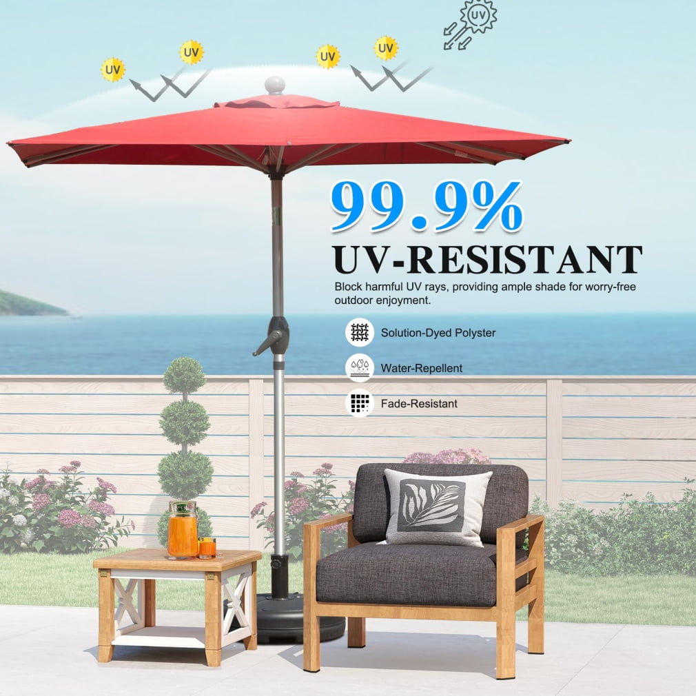 9x11.5 FT Rectangular Patio Umbrella, Double-Sided Outdoor Shade with Crank Lift & Tilt Function for Pool/Garden/Backyard, Durable Aluminum Frame, Brick Red (Base Not Included)