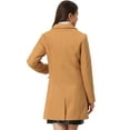 thumbnail image 3 of INSPIRE CHIC Women's Coat Solid Color Notched Lapel Single Breasted Winter Peacoat Dark Khaki M, 3 of 6