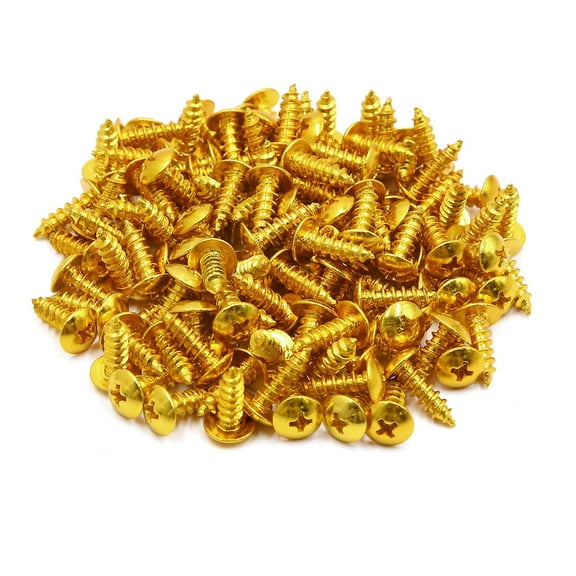 Unique Bargains 120pcs Universal Gold Tone Motorcycle Round Cross Head Self Tapping Bolts Screws