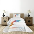 thumbnail image 4 of Ambesonne Dolphin Quilted Bedspread Set 2 Pcs, Vibrant Ocean Mammal, Twin Size, Multicolor, 4 of 5
