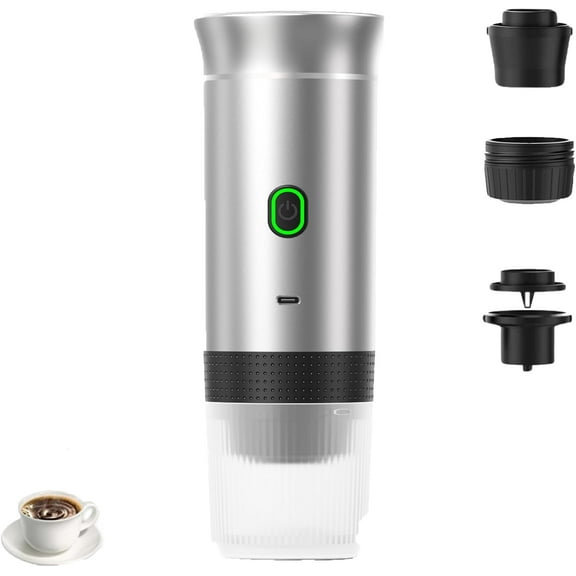 Esprova Portable Espresso Machine, Portable Espresso Maker Electric, Portable Coffee Maker for Travel,Rechargeable Car Coffee Maker Self-Heating/Cold Brew (Silver)