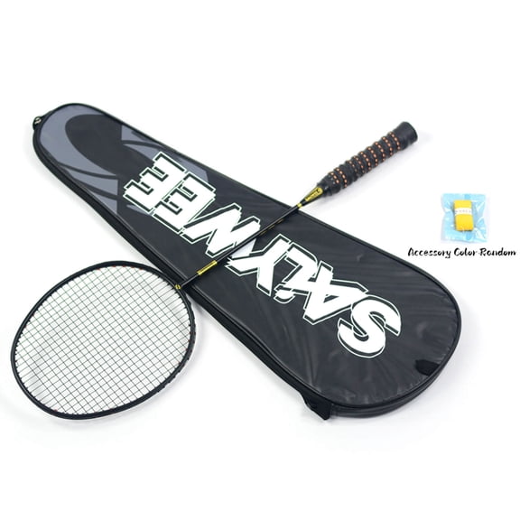 ZJ Full Carbon Fiber Black Badminton Racket, 4U, ＜32lbs, Highly Flexible Middle Shaft, for Training & Competition, Men's and Women's Sports, Simple and Generous Design Concept