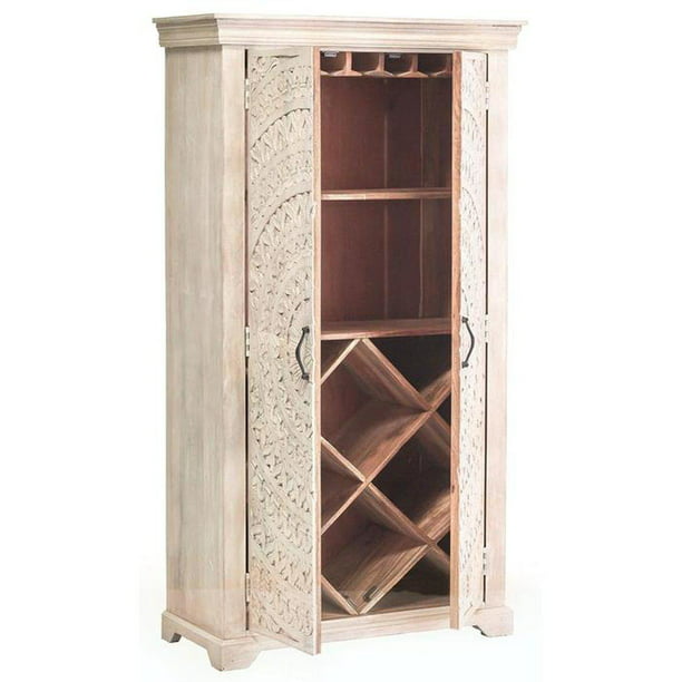 Bar Wine Accent Storage Cabinet, White Wine Cabinet Tall