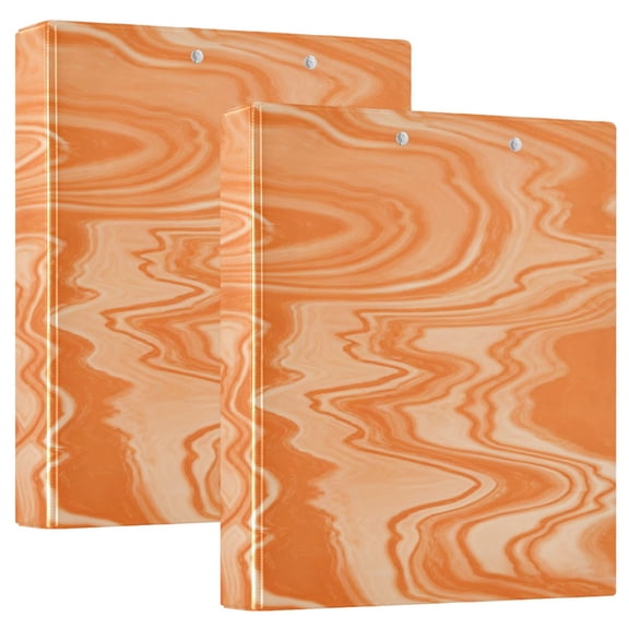 D-shaped Binder with 3 Ring - PVC Waterproof 1.5 Inch Binder with Clear Pocket, Abstract- Orange ，2 pack