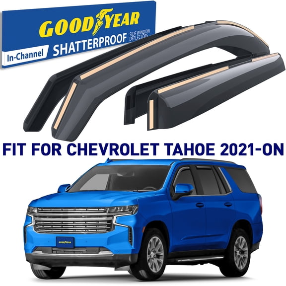 Goodyear Shatterproof In-Channel Window Deflectors for Chevrolet (Chevy) Tahoe 2021-2026/GMC Yukon 2021-2026, Rain Guards, Window Visors for Cars, Vent Deflector, Car Accessories, 4 pcs - GY008083