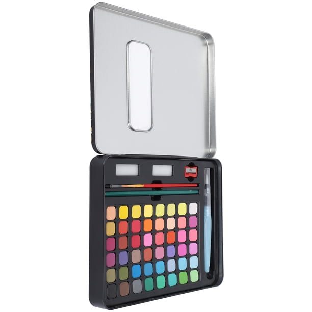 Pigmento Sólido Pinturas De Acuarela Papelería Artística 48 Colores Pigmento Sólido Juego De Pinturas De Acuarela Portátil Con Caja De Hierro Material Mineral ANGGREK Arte y Manualidades