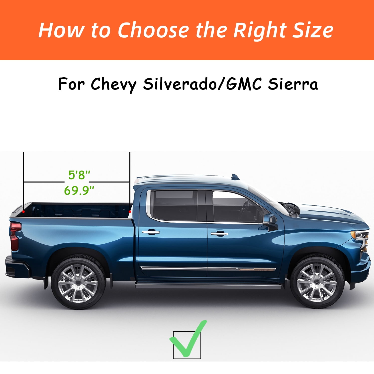 Retractable Truck Bed Tonneau Cover for 2014-2025 Chevy Silverado/GMC Sierra 1500 (5'8" /69" Bed) Retractable Hard Truck Bed Cover Password Lock