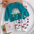 thumbnail image 2 of TOWED22 Toddler Boys Clothes Outfits 2Pcs Set Long Sleeve Print Round Neck Cotton T-Shirt Elastic Waist Joggers Warm Fall Winter(Green,6-7 Y), 2 of 6