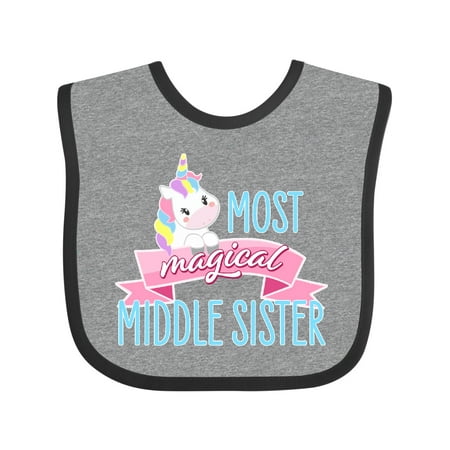 

Inktastic Most Magical Middle Sister- Cute Unicorn Gift Baby Girl Bib