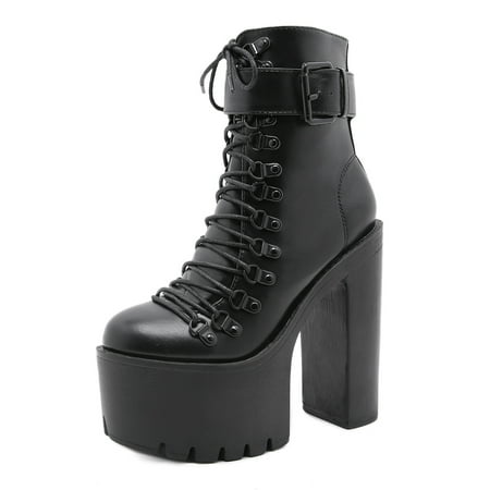 

HHH 2024 plus Size Autumn and Winter New Thick Bottom Waterproof Platform Nightclub Female Chunky Heel High Heel Booties Female Boots