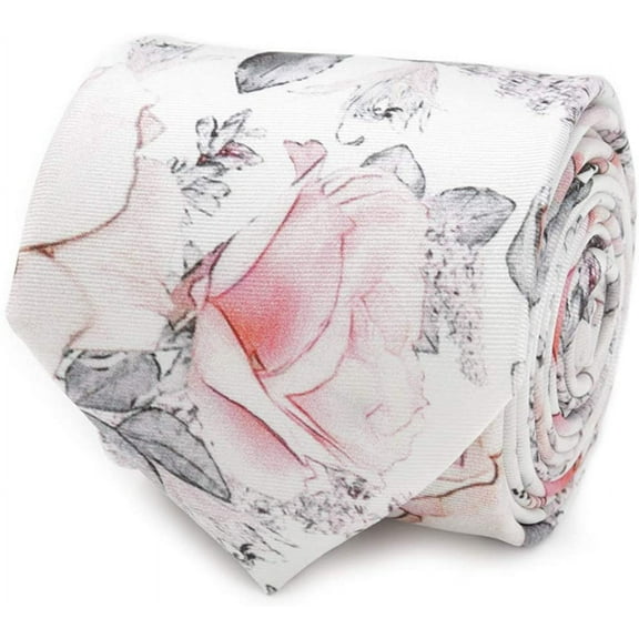 Painted Floral Gray Silk Men's Tie