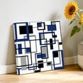 thumbnail image 3 of Canvas Wall Art, Navy Blue Black Grey Geometric Framed Canvas Prints for Living Room, Middle Century Modern Abstract Art Gallery Wrapped Wall Decor for Home Office, Gifts, 12"x12" Ship Next Day, 3 of 9