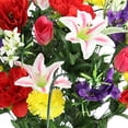 thumbnail image 3 of 40 Stems Artificial Full Blooming Lily, Rose Bud, Carnation and Mum with Greenery Mixed Flower Bush, Spring, 3 of 3