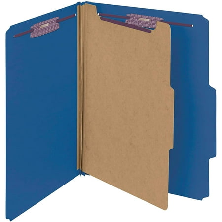 Smead Classification Folder With Pockets & SafeSHIELD Fasteners - 2 Dividers, Letter Size, 2" Expansion, Dark Blue (Box Of 10)