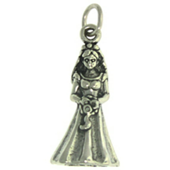 Sterling Silver 18" 1mm Box Chain 3D Bride Bouquet Of Flowers Pendant Necklace