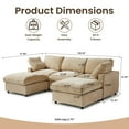thumbnail image 4 of bokifol 100.5"Modular Sectional Sofa with Movable Ottomans,U Shaped Cloud Couch for Living Room,Khaki, 4 of 17