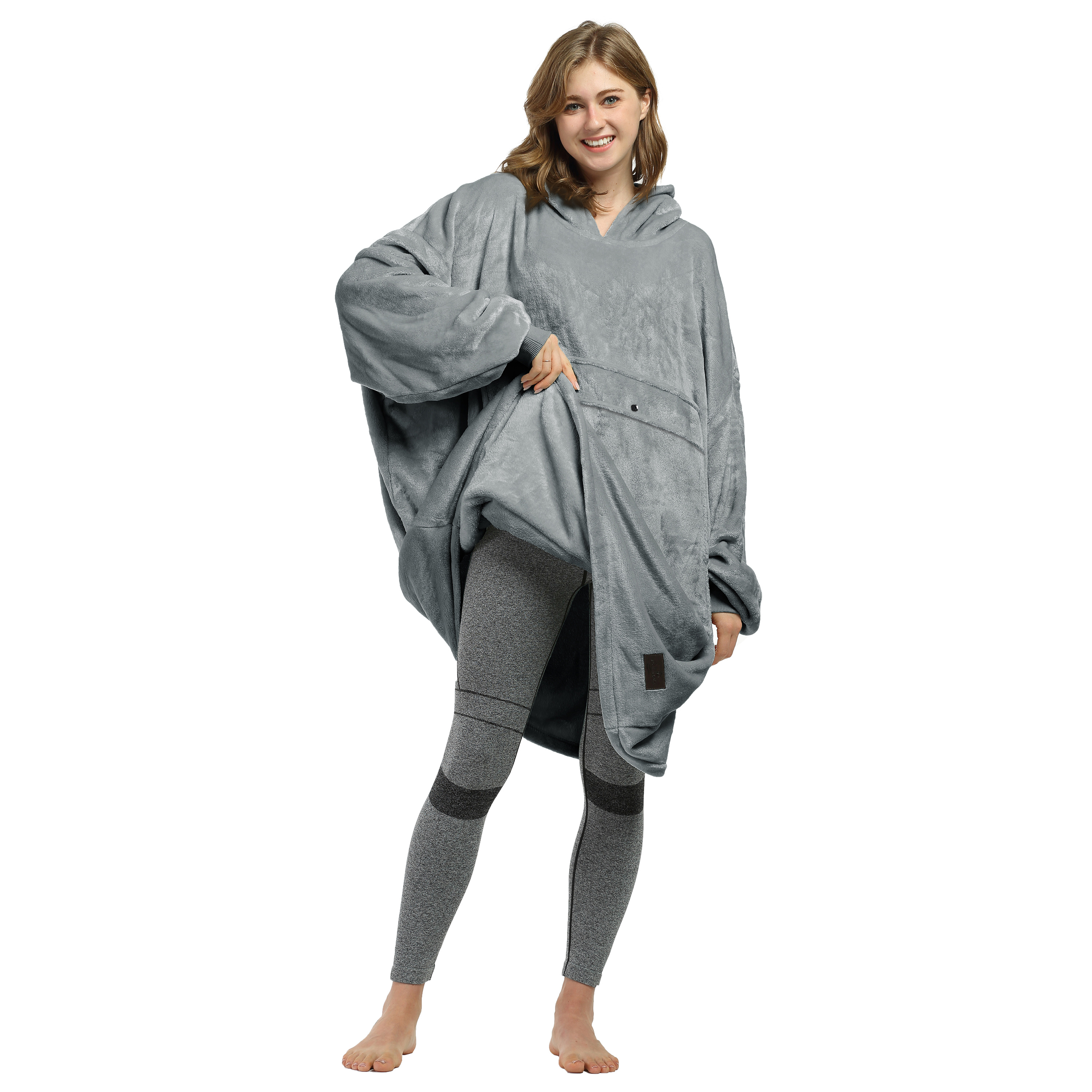 Catalonia Oversized Blanket Hoodie Sweatshirt, Lavender Wearable Fleece Pullover, Gift for Adults Men Women