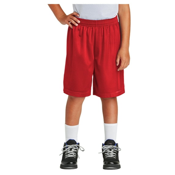 Youth PosiCharge Double-Layer Classic Polyester Mesh Short True Red Small