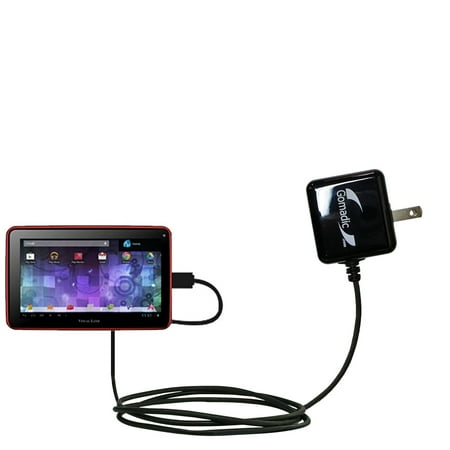 Gomadic Intelligent Compact AC Home Wall Charger suitable for the Visual Land Prestige Pro 7D - High output power with a convenient, foldable plug design