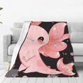 thumbnail image 4 of Salouo Cute Axolotl Sakura Blossoms A Print Bed Blankets,Flannel Blanket Comfortable Air Conditioning Blanket Lightweight Blanket for Sofa Bed Travel & Couch -80"x60", 4 of 8