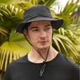 thumbnail image 6 of Muryobao Men Sun Hat Summer UPF 50+ Boonie Bucket Hats Wide Brim Breathable Foldable Safari Fishing Cap Dark Grey, 6 of 7