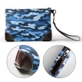 thumbnail image 5 of Leather Clutch 8 X 5. 5 In Wrist Strap And Hand Bag Easy To Carry Lightweight Waterproof And Durable Vector Camouflage Pattern Blue_1, 5 of 6
