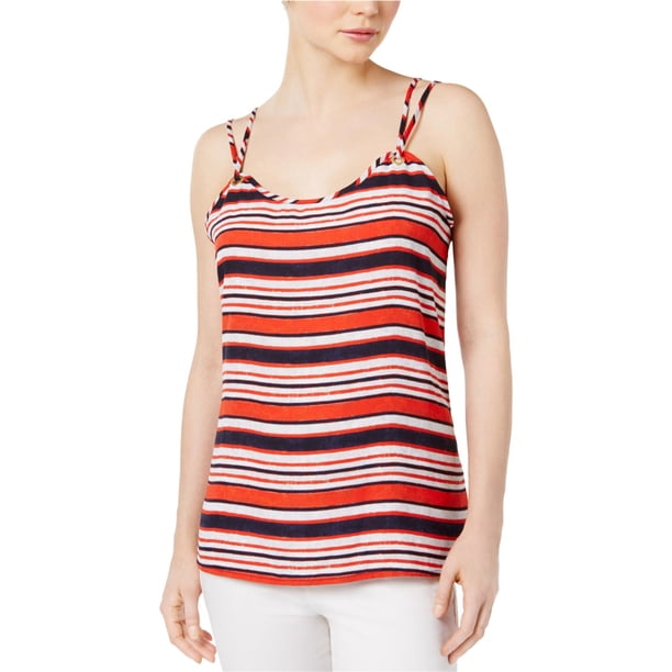 Kensie Sandbox Stripe Cami Camiseta sin mangas para mujer, naranja, XS