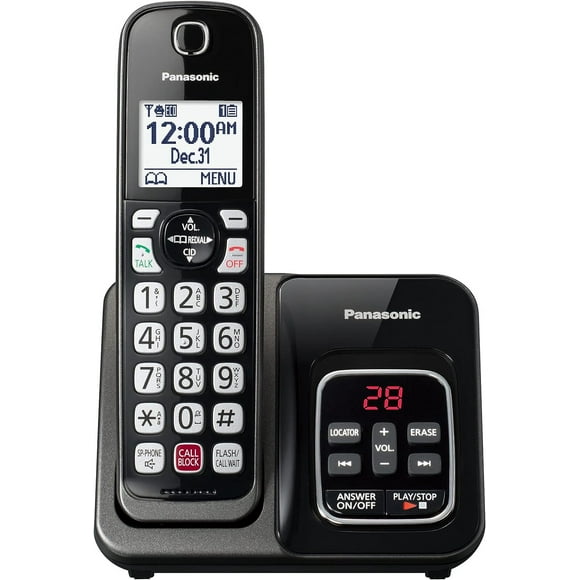 Telefono Inalambrico Panasonic Con Funciones de Bloqueo de Llamadas molestas Altavoz fuerte Buzon de Voz Bateria de 10h de Duracion y 100 Metros de Larga distancia