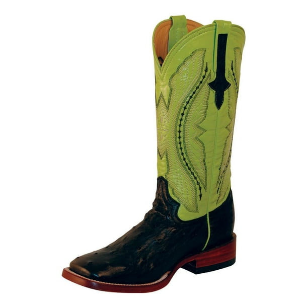 Ferrini - Ferrini Western Boots Womens Full Quill Ostrich Black Lime