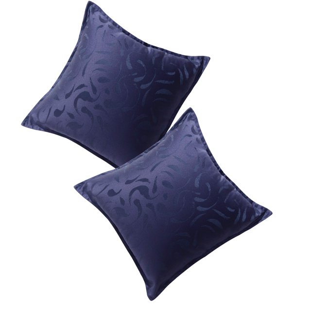 Deconovo Designer Series Throw Pillow Cases for Dormitorio Sofa Curly Patterned Jacquard Pillow Covers with Edges, Juego de 2, Blue, 18x18 Inch