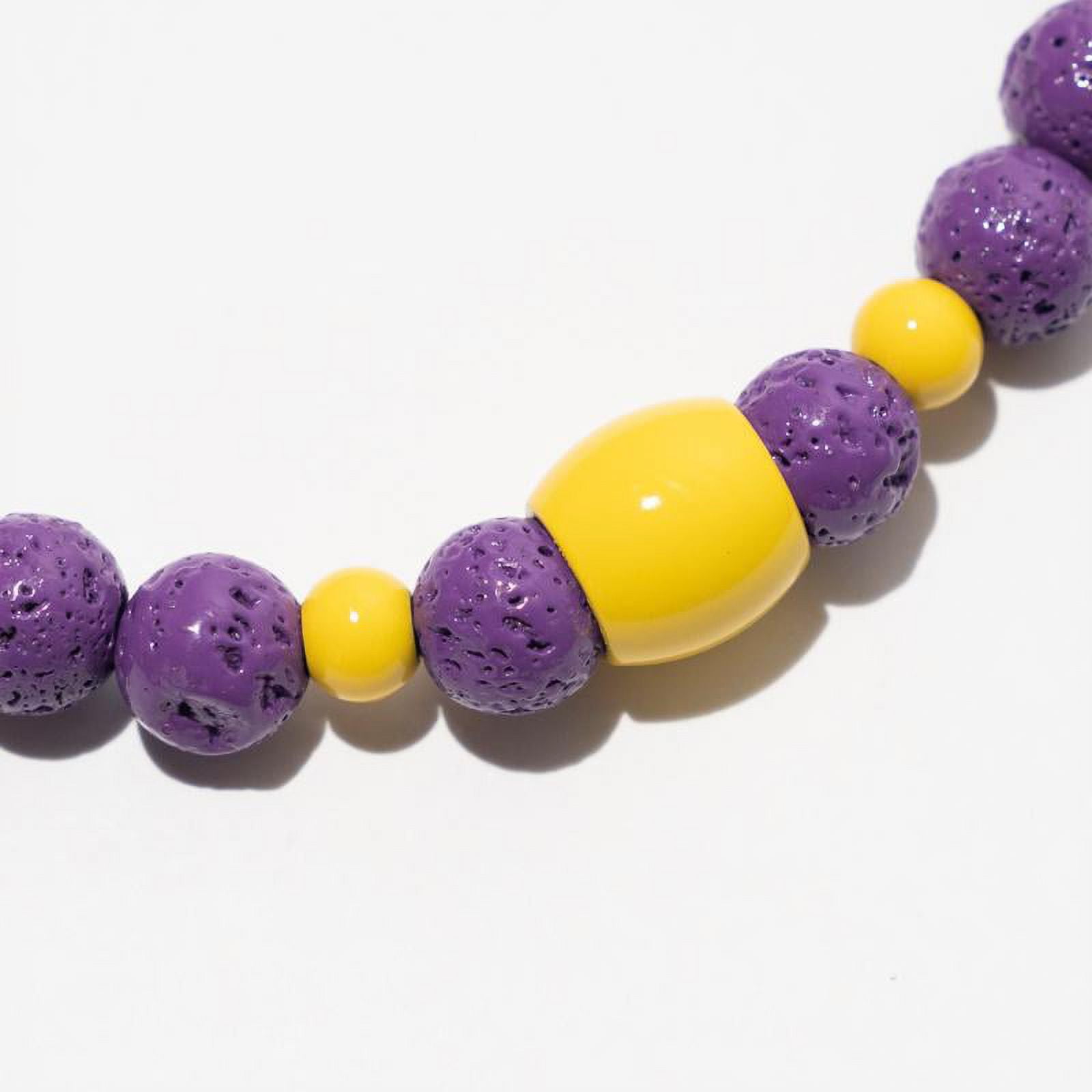 Ed Jacobs x NBA LA Lakers Stainless Steel Lava Stone Adjustable Bracelet