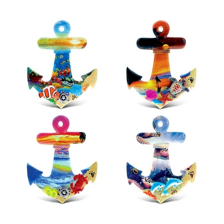 

CoTa Global Anchor Refrigerator Summer Magnets Set of 4 - Assorted Resin Tropical Beach Design Fun & Cute Nautical Theme Magnets For Kitchen Fridge Locker Home Decor & Office Decor Novelty - 4 Pack