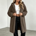 thumbnail image 5 of Plush Fleece Open Front Hooded Coats For Women Winter Warm Long Sleeve Mid-Length Trendy Casual Cardigan S-XXL, 5 of 7