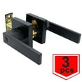 thumbnail image 2 of 3 Packs Door Knob Square Lock Handle Modern Privacy Level Entry Black Zinc Alloy, 2 of 7