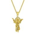 thumbnail image 3 of 14k Yellow Gold Cubic Zirconia Divine Infant Jesus Pendant with 1.4-mm Flat Wheat Chain, 3 of 3