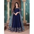 thumbnail image 4 of Tenue de Réception de Mariage Bleue Personnalisée, Anarkali et Dupatta de Designer, Livraison Gratuite, Toutes Tailles, 4 of 5
