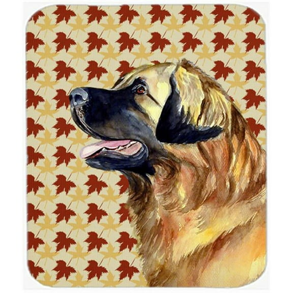 Leonberger Fall Leaves Portrait Mouse Pad, Hot Pad or Trivet