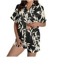 thumbnail image 2 of Yotami Womens Summer Nightwear Set with Pocket Comfortable Lapel Button-Down Shirt and Shorts Set for Casual Printed Short Sleeve Two-Piece Set Black XL, 2 of 4