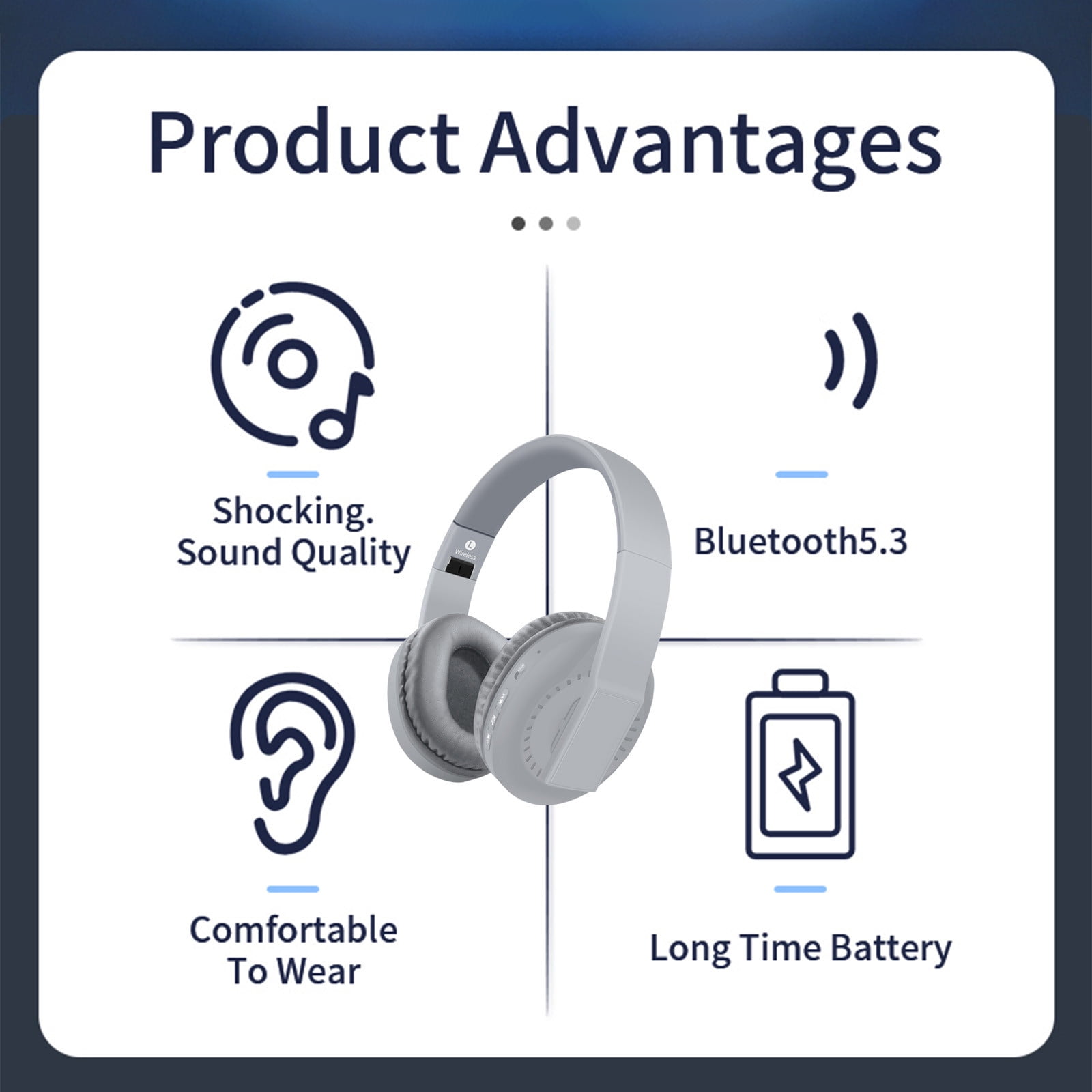 Headset with Bluetooth – 5.3 Wireless Bluetooth Headset, Full-Ear Heavy Plug-In Card, Foldable And Telescopic Plug-In Cable For Communication